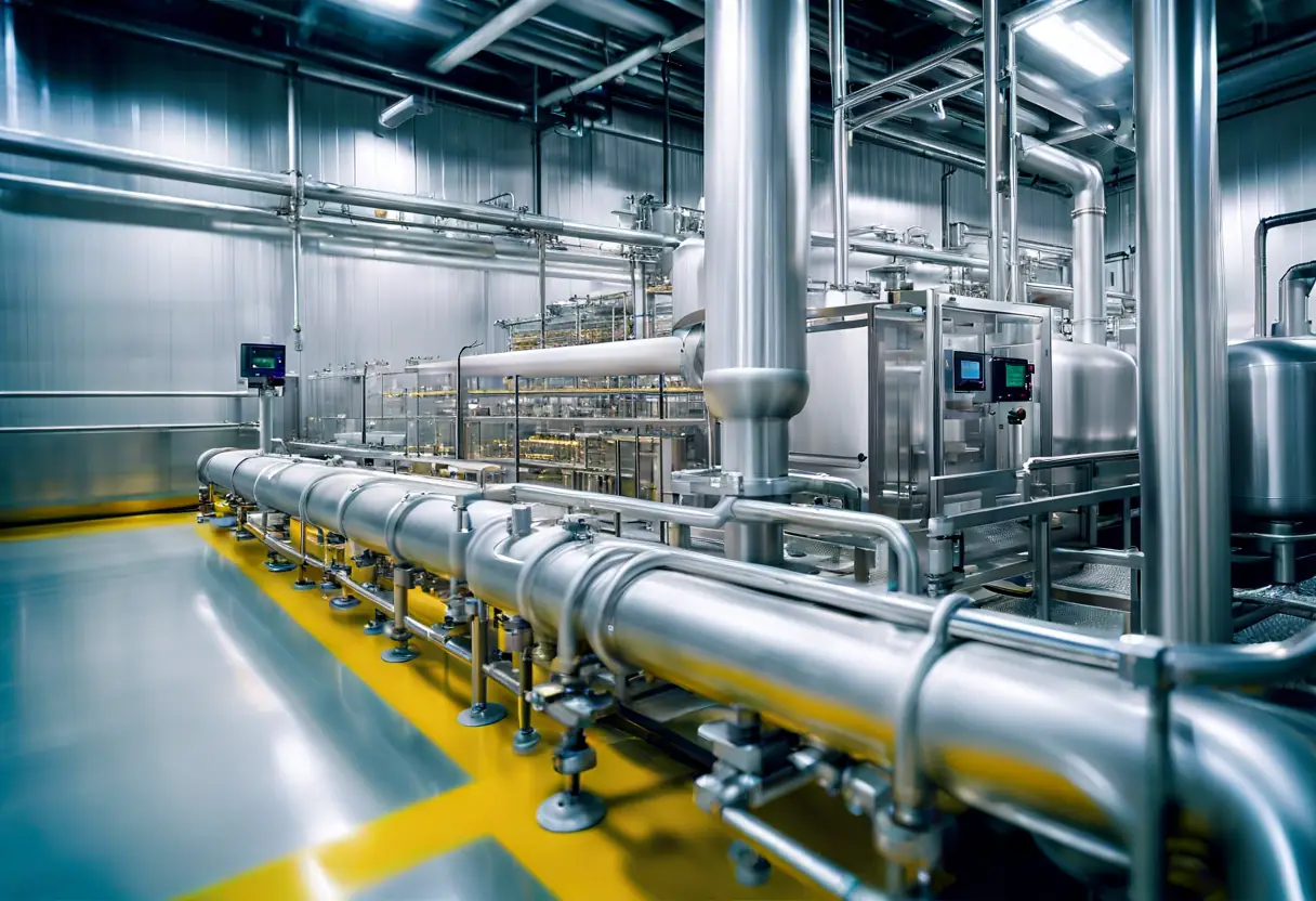 A pressure sensor in a food processing plant, illustrating its role in monitoring pressure levels.